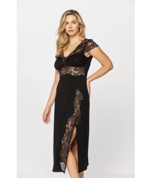 Camisón largo negro ceñido de espalda